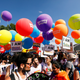 Revellers take part in the Gay Pride parade in Madrid